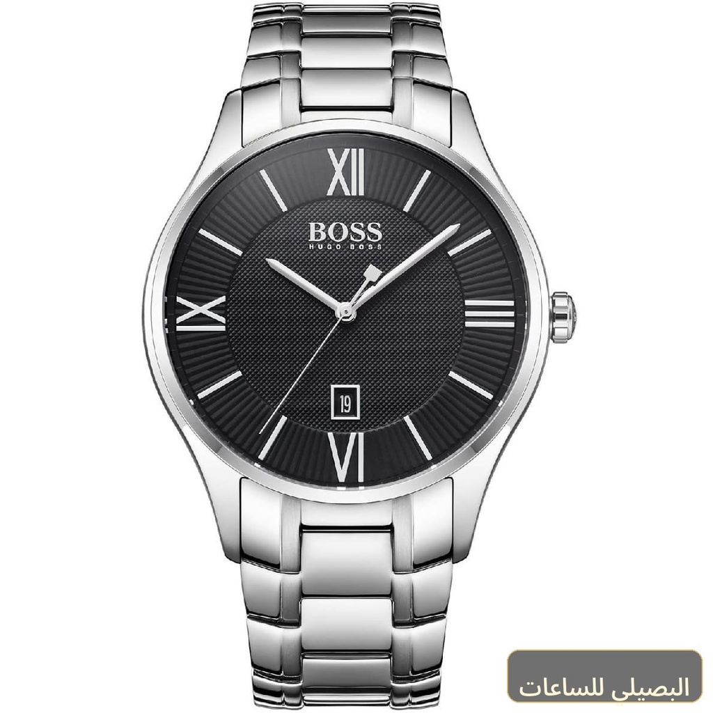 [1513488] ساعة هوجو بوس جوفرنر للرجال بسوار فضي ومينا أسود 1513488