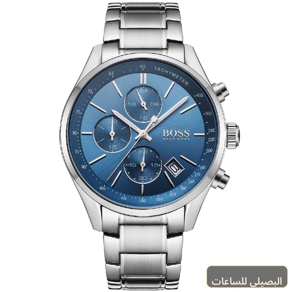 ساعة هوغو بوس جراند بركس للرجال بسوار فضي ومينا أزرق 1513478