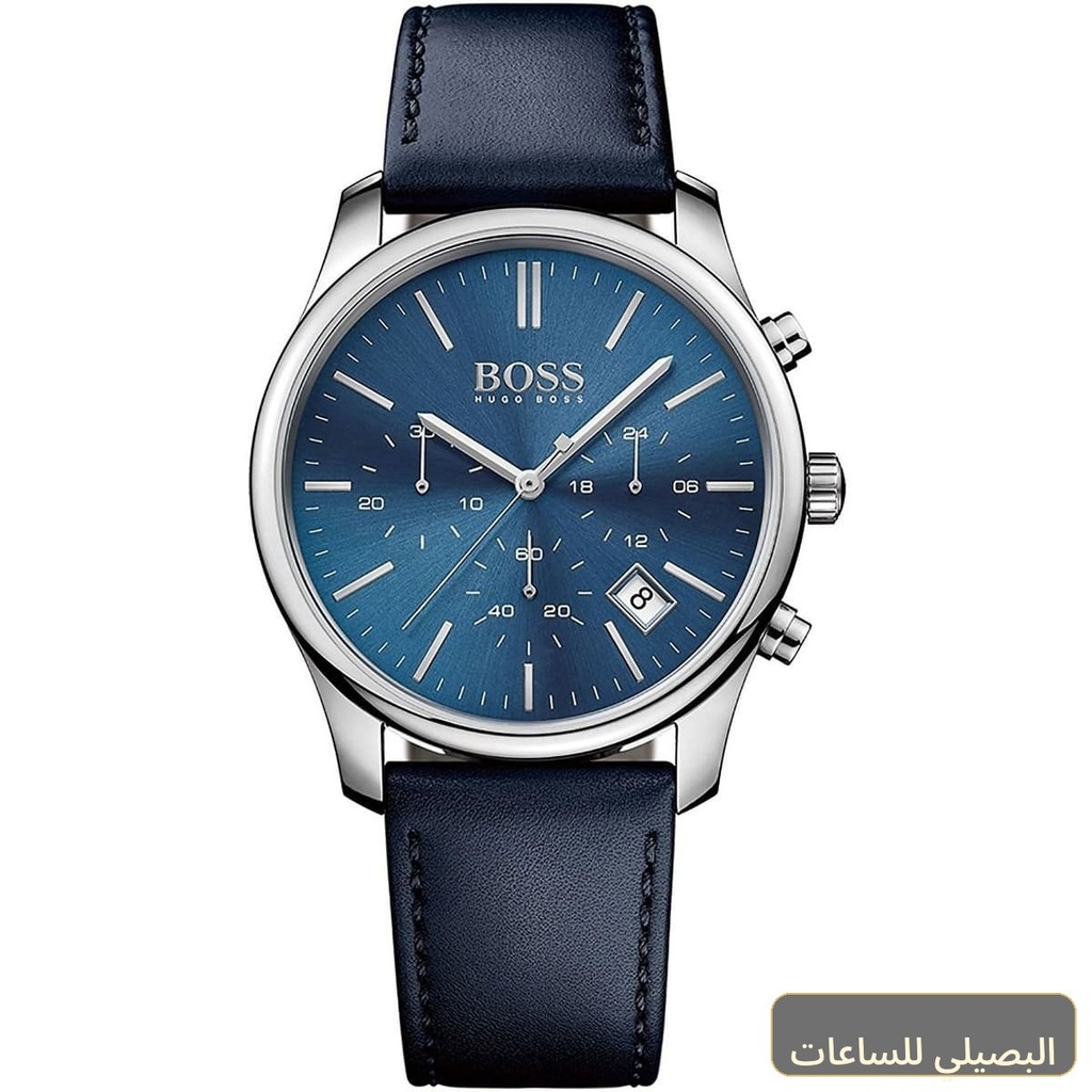 [1513431] ساعة هوغو بوس تايم ون رجالي بسوار جلد أزرق 1513431
