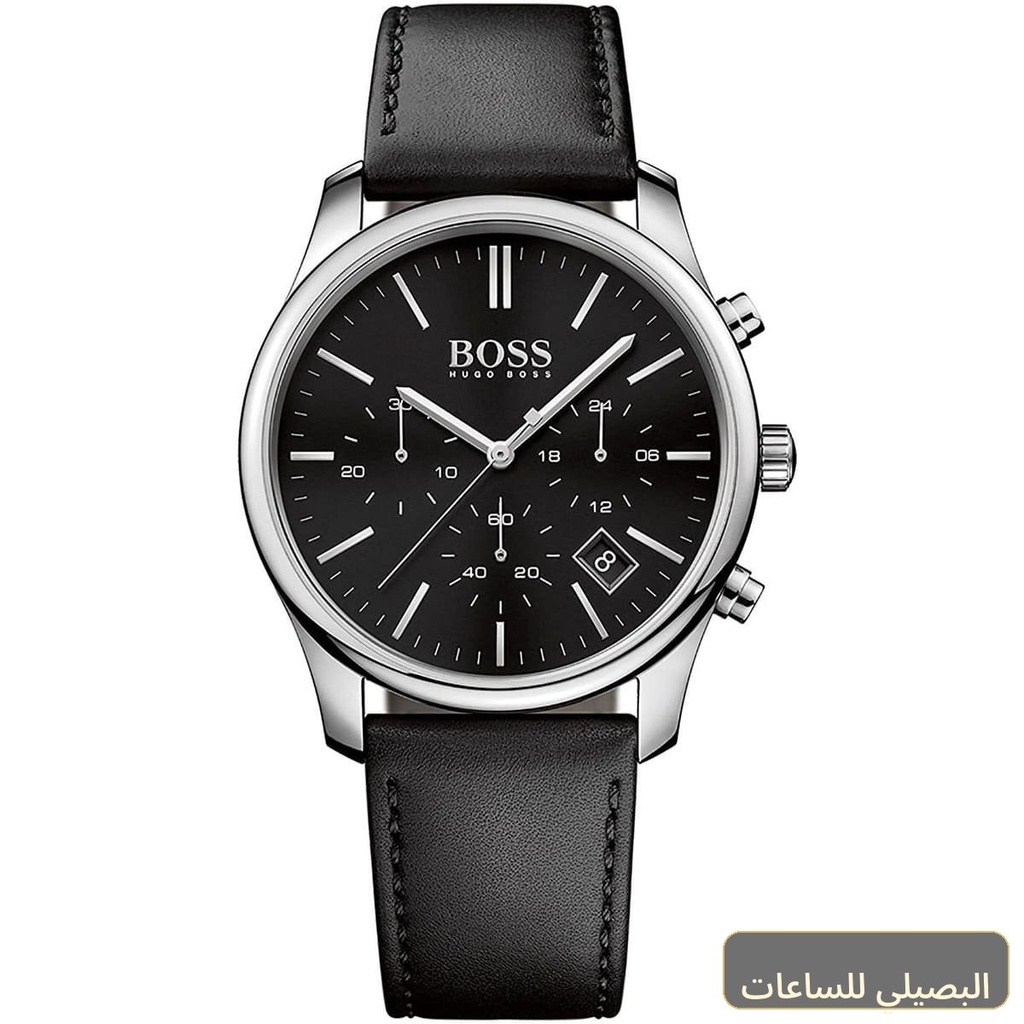 ساعة هوغو بوس تايم ون رجالي بسير جلد أسود 1513430