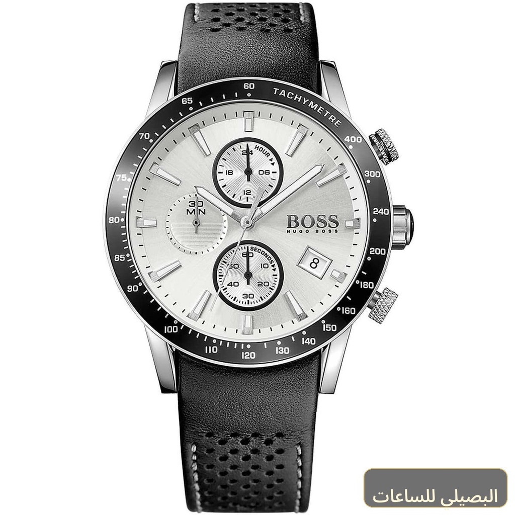 [1513403] ساعة هوجو بوس رافال للرجال بسوار جلد أسود 1513403