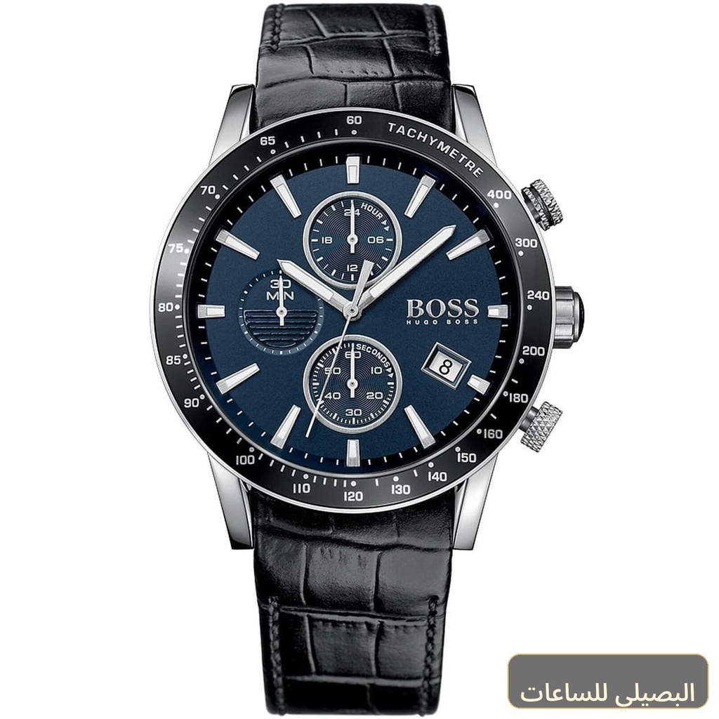[1513391] ساعة هوجو بوس رافال رجالي بسير جلد أسود ومينا أزرق 1513391