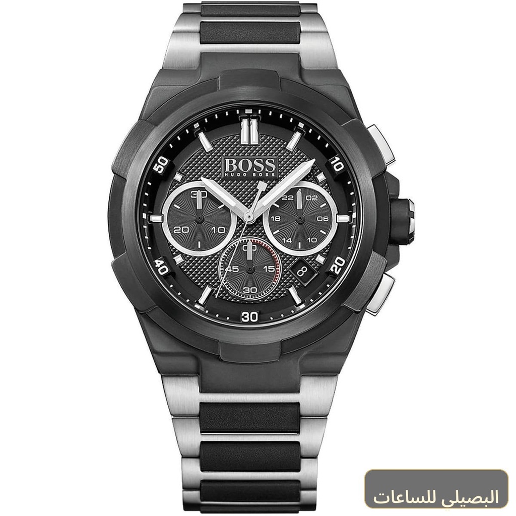 [1513368] ساعة هوجو بوس سوبر نوفا رجالي بسوار ستانلس ستيل أسود وفضي 1513368
