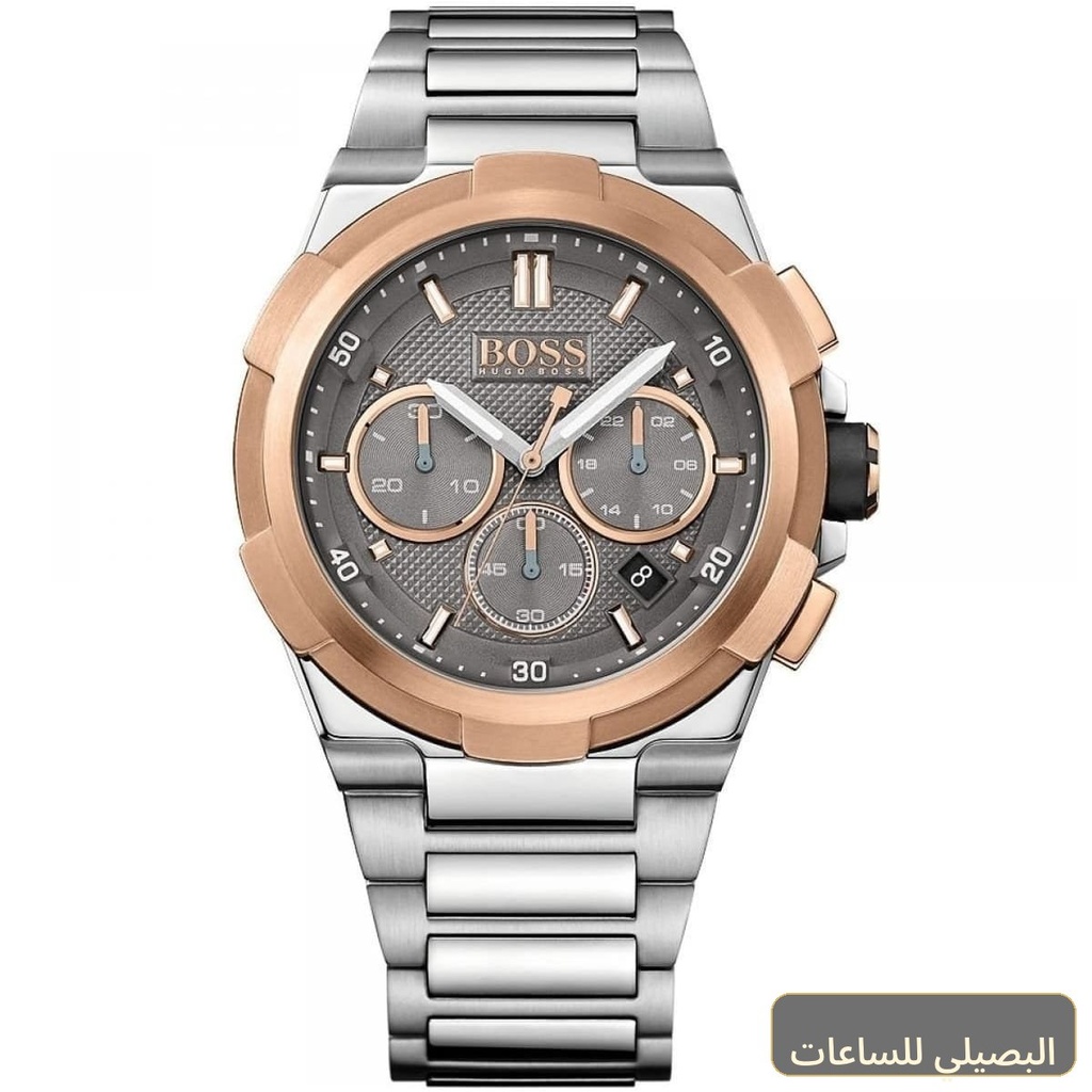 ساعة هوجو بوس سوبر نوفا رجالي بسوار فضي ومينا رمادي 1513362