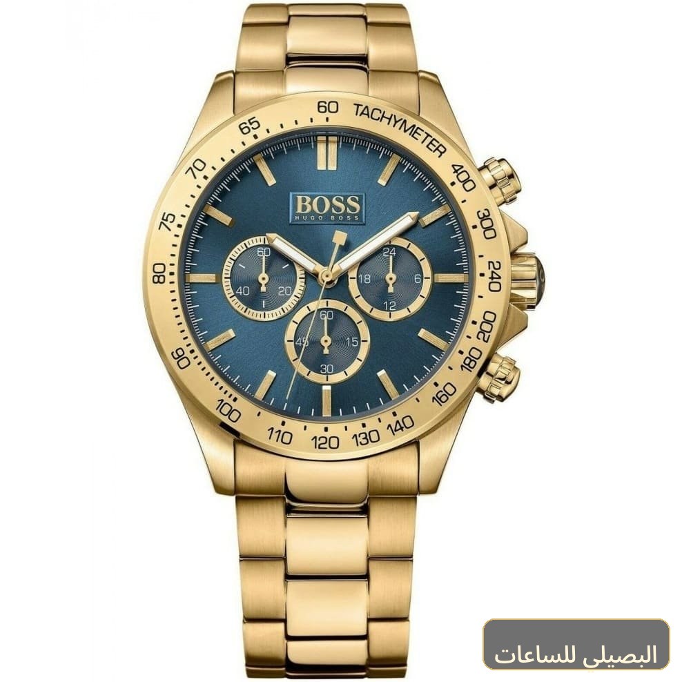 ساعة هوغو بوس ايكون للرجال بسوار ذهبي ومينا أزرق 1513340