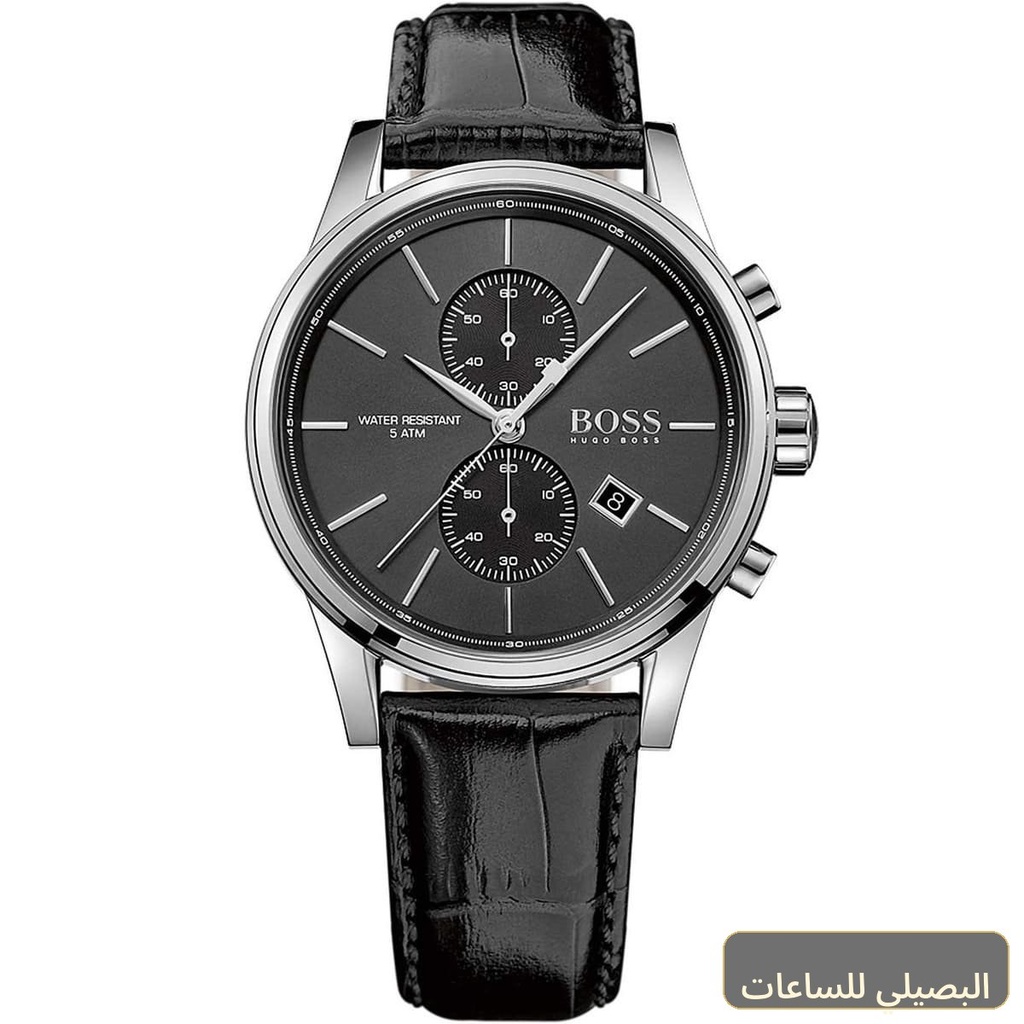 ساعة هوغو بوس جيت رجالي بسير جلد أسود ومينا أسود 1513279