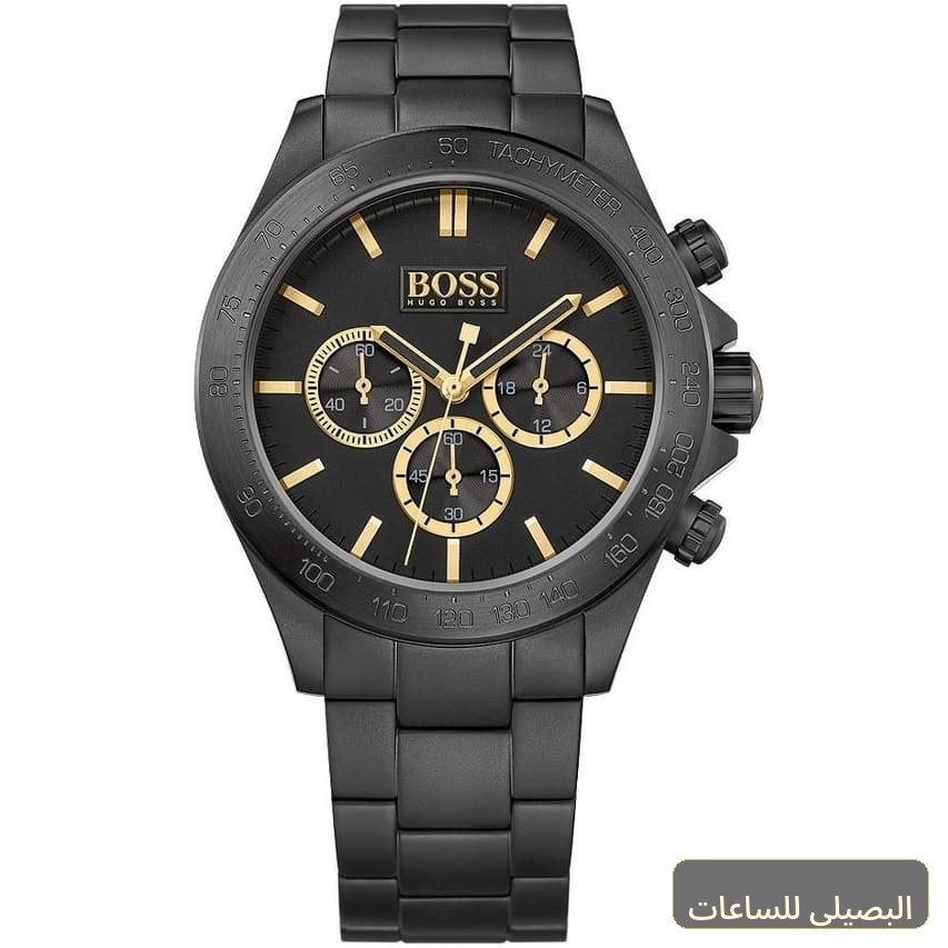 ساعة هوغو بوس ايكون رجالي بسوار معدني أسود 1513278