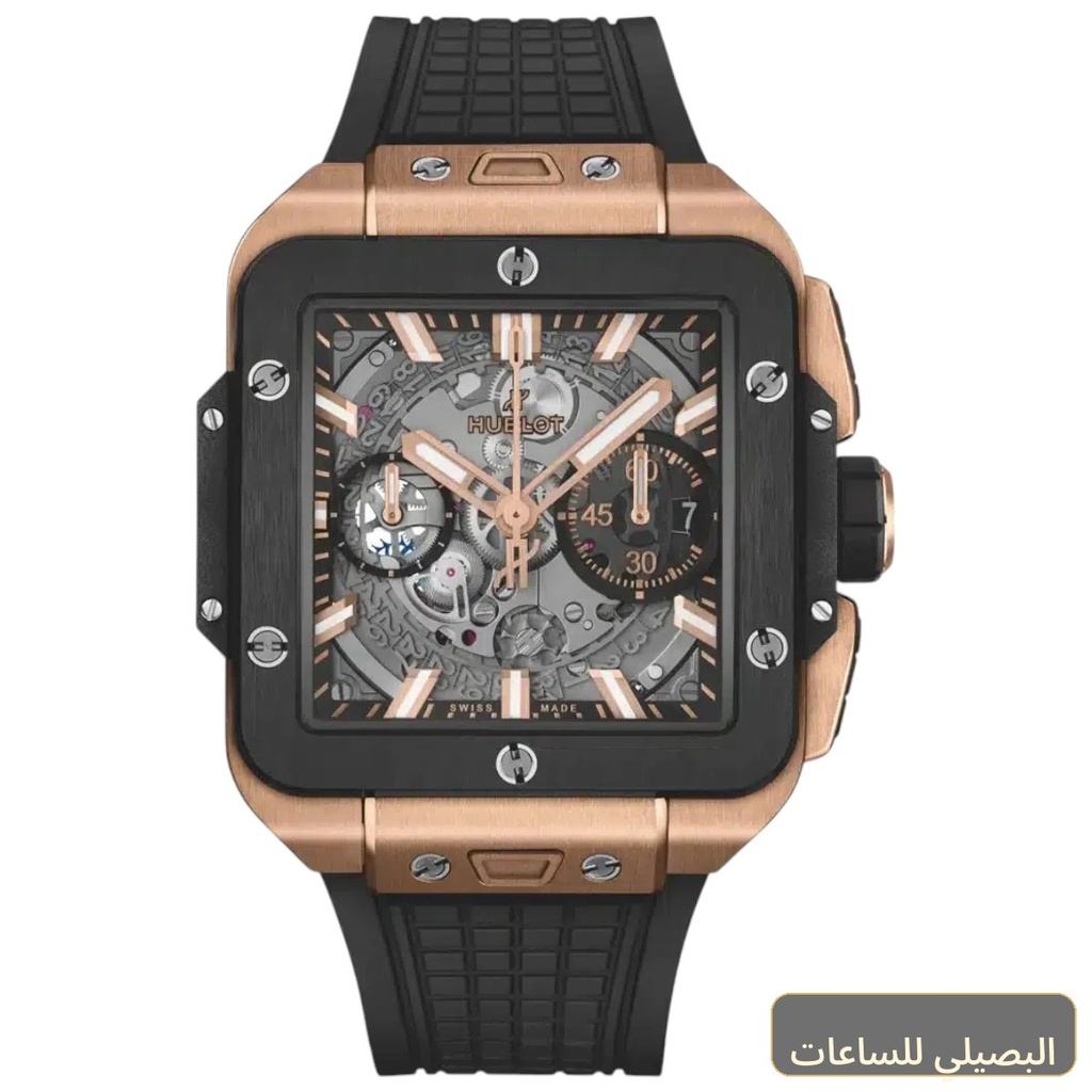 ساعة هوبلت اسبريت بيج بانج ميرور اوريجينال للرجال بسير أسود ونظام كوارتز