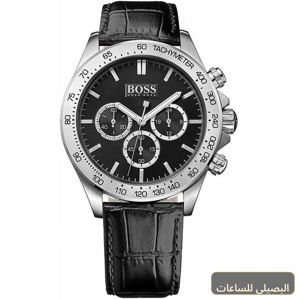 ساعة هوجو بوس ايكون رجالي بسوار جلد أسود 1513178