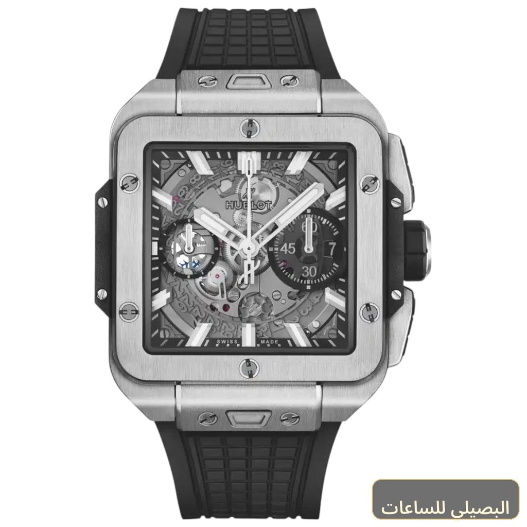 [70555] ساعة هوبلت اسبريت بيج بانج ميرور اوريجينال للرجال بسير أسود ونظام كوارتز