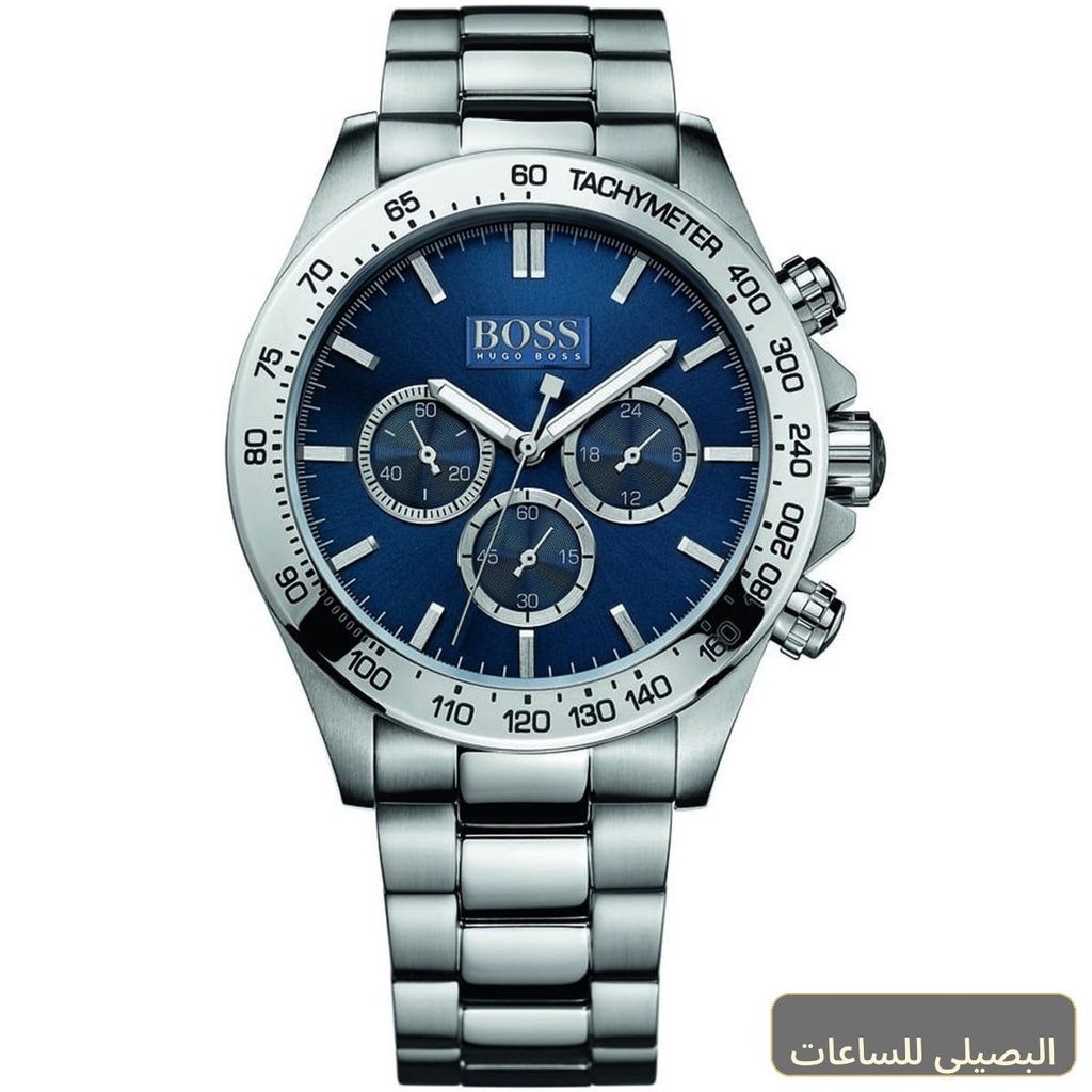 ساعة هوغو بوس ايكون رجالي بسوار فضي ومينا أزرق 1512963