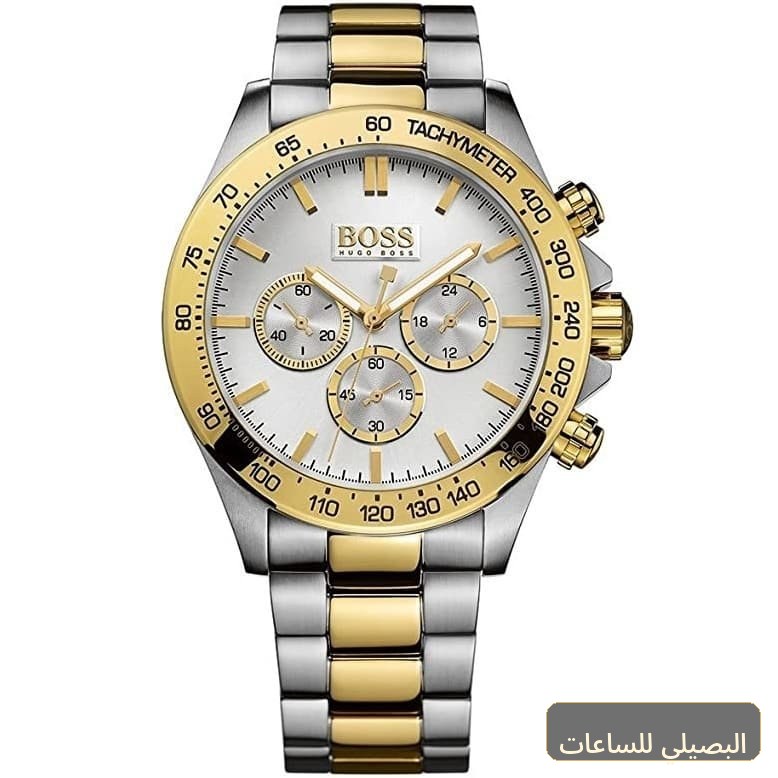 [1512960] ساعة هوغو بوس ايكون رجالي بسوار معدني فضي وذهبي 1512960