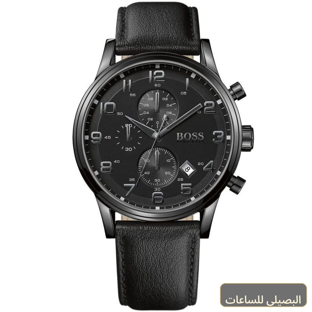 ساعة هوجو بوس ايرولاينر رجالي بسير جلد أسود 1512567