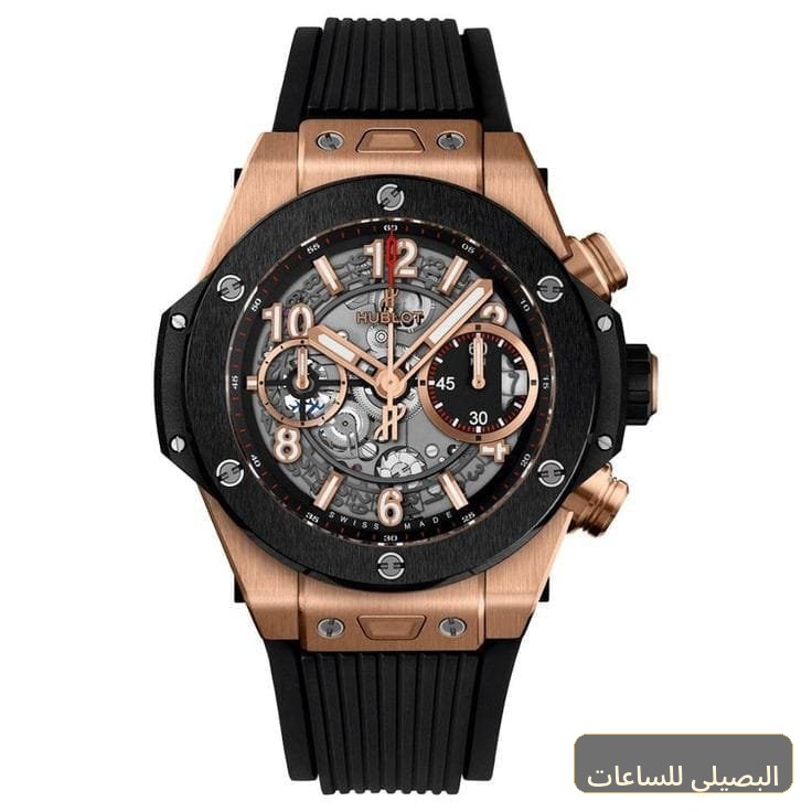 ساعة هوبلت بيج بانج كرونوغراف للرجال بمينا وسير أسود