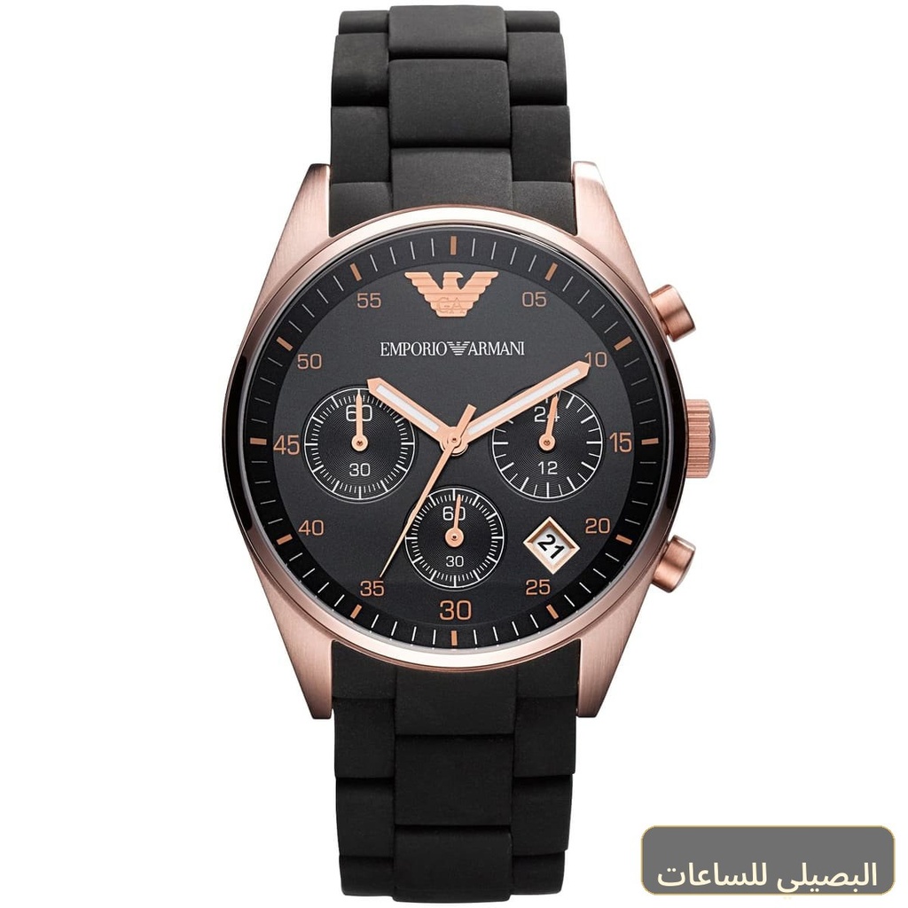 [88f73128f265] ساعة امبوريو ارماني تازيو للنساء AR5906 بسير معدن ومطاط أسود