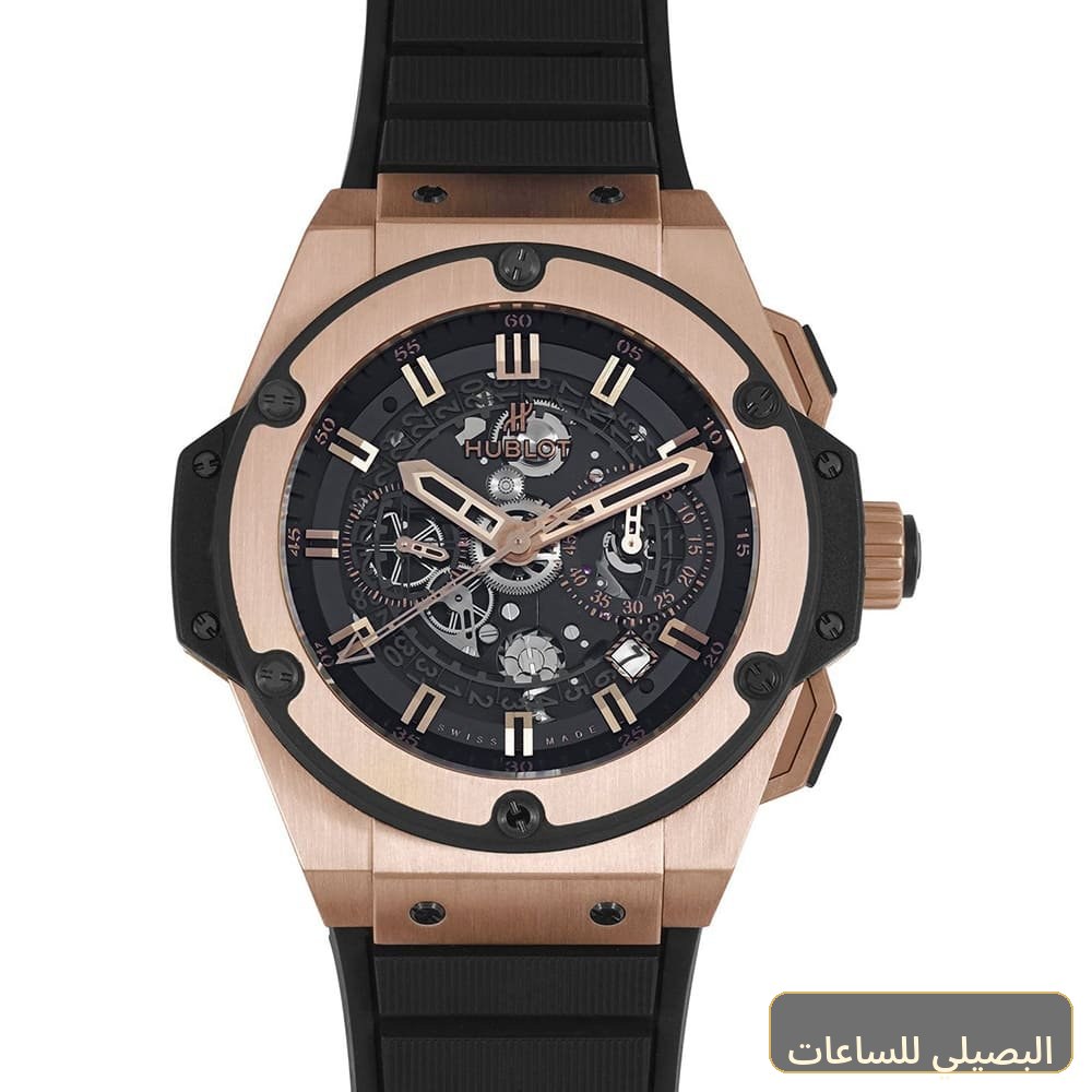 ساعة هوبلت بيج بانج ميرور أوريجنال للرجال بسير سيليكون أسود ونظام حركة بطارية