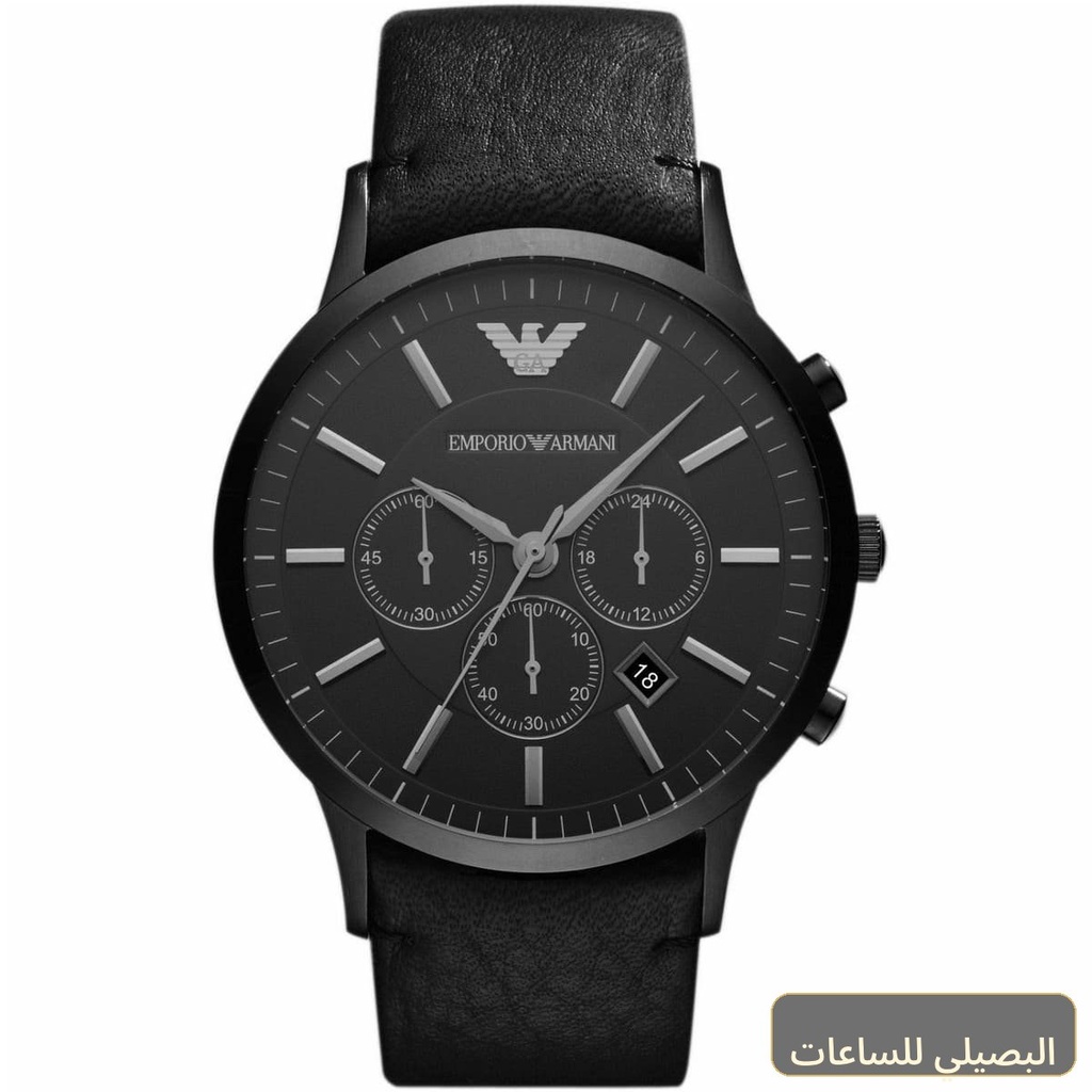 ساعة امبوريو ارماني ريناتو للرجال AR2461 بسير جلد أسود