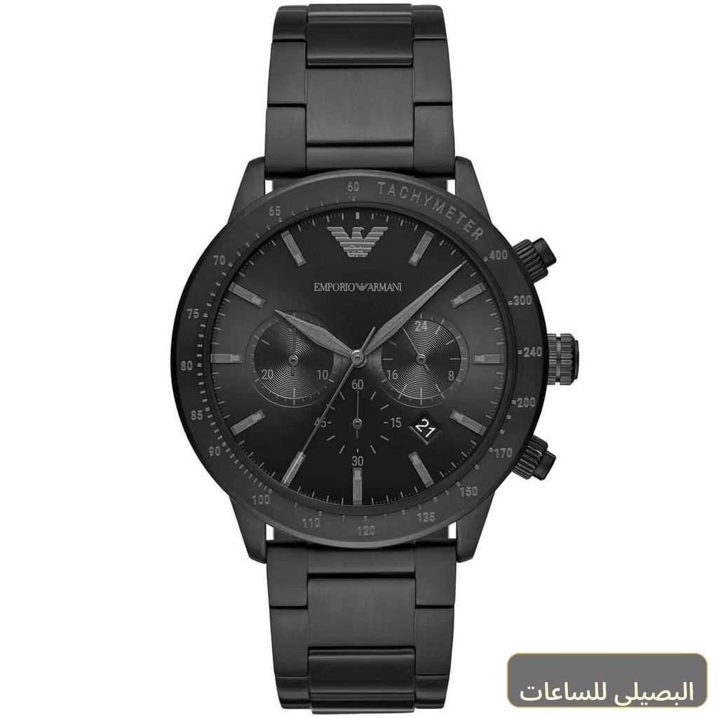 ساعة امبوريو ارماني ماريو للرجال AR11242 ستانلس ستيل أسود