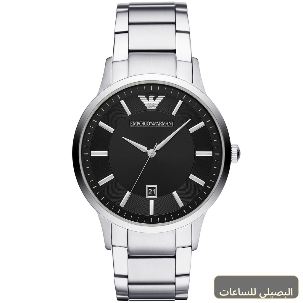 [b494ff4aa61e] ساعة امبوريو ارماني ريناتو للرجال AR11181 بمينا أسود وسوار فضي