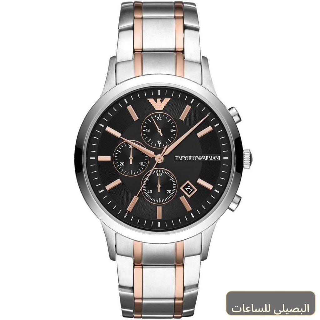 [439854ca98cb] ساعة امبوريو ارماني ريناتو AR11165 للرجال بسوار فضي ونحاسي