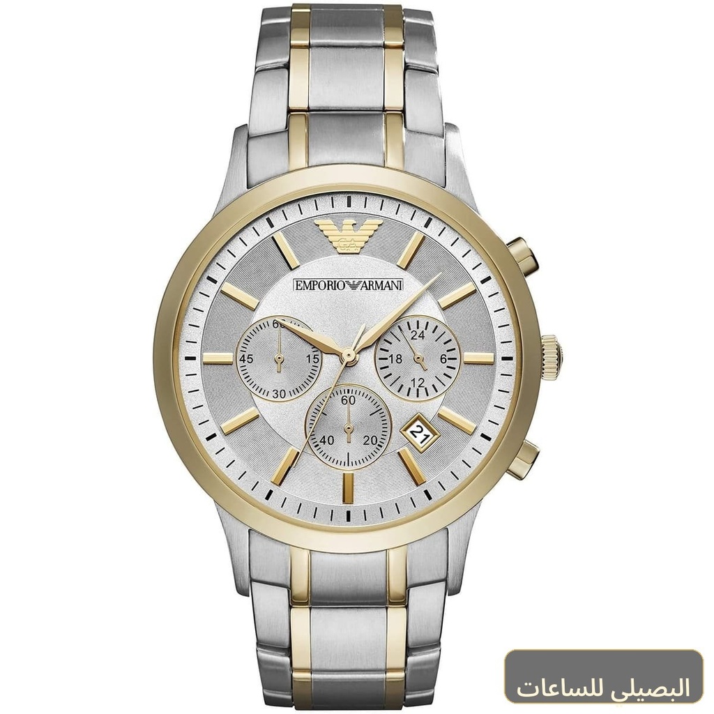 [df1bd4c16878] ساعة امبوريو ارماني ريناتو رجالي AR11076 بسوار ستانلس ستيل فضي وذهبي