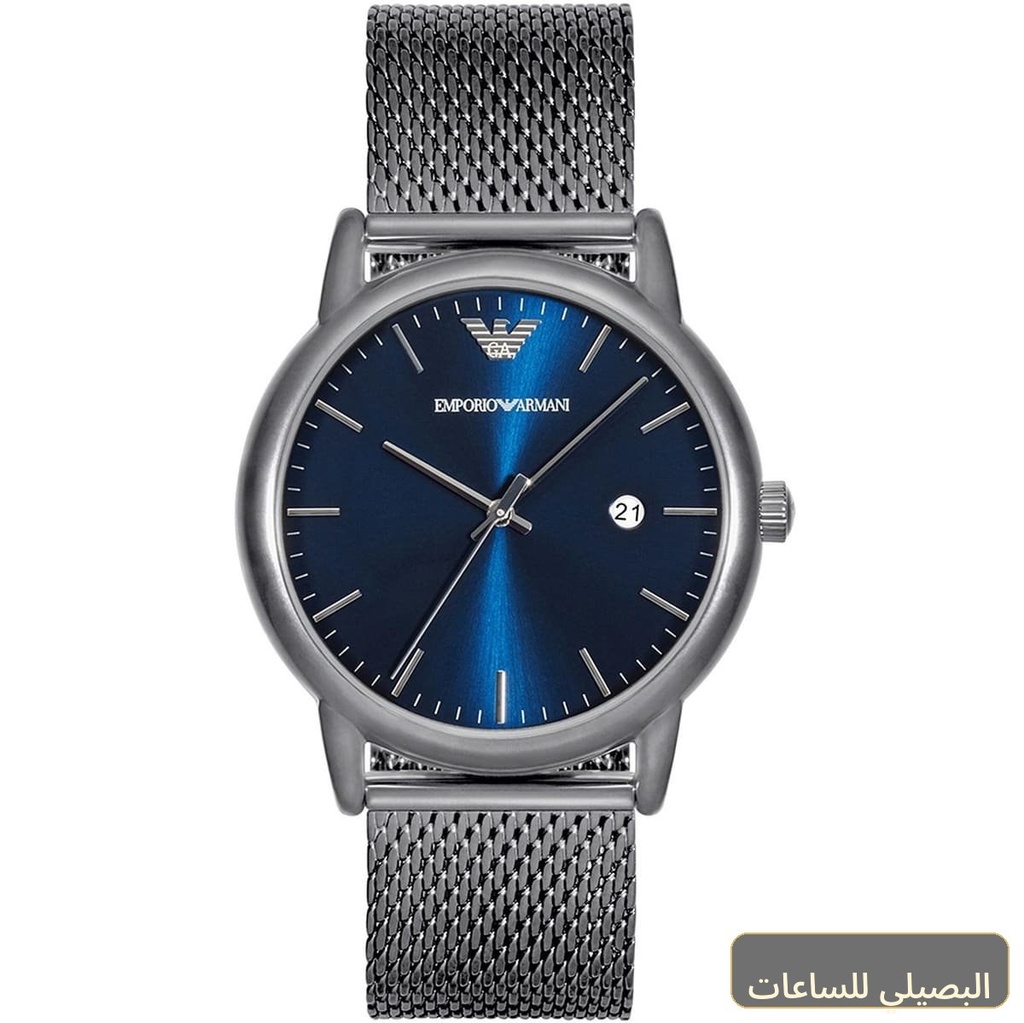 [0bea3259bf12] ساعة امبوريو ارماني لويجي للرجال بمينا أزرق وسوار رمادي AR11053