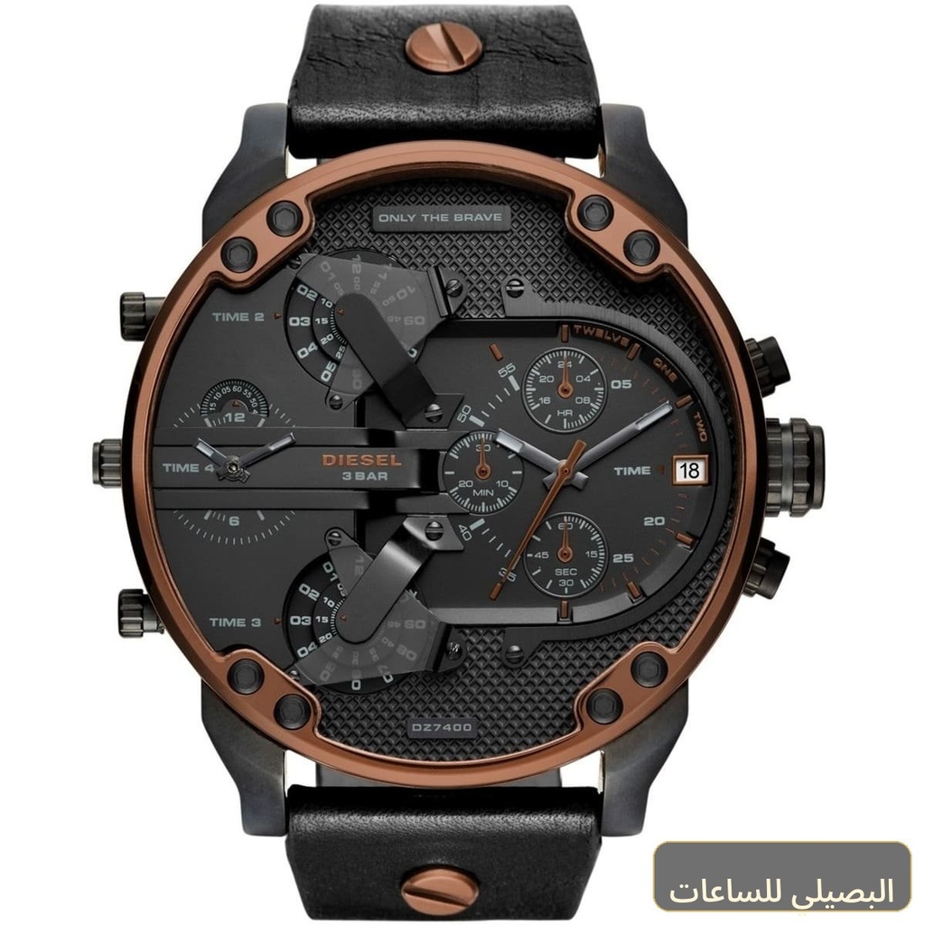 ساعة ديزل للرجال مستر دادي 2.0 DZ7400 بسير جلد أسود