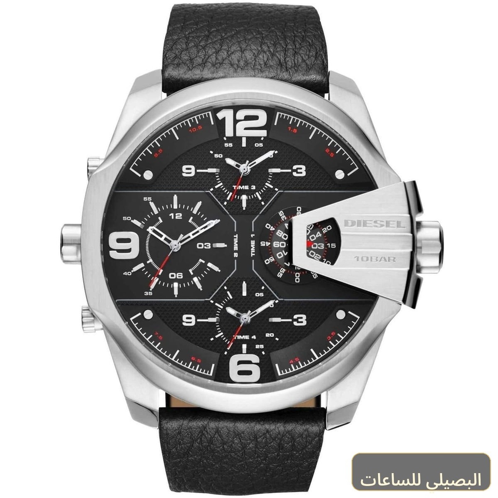[6db6fece3d7e] ساعة ديزل للرجال اوبر شيف DZ7376 بسير جلد أسود