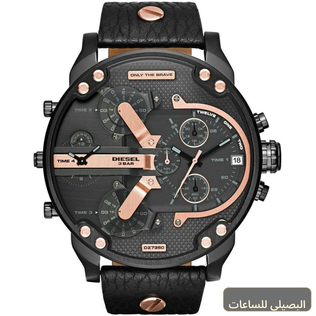 [2e4f1503a383] ساعة ديزل للرجال مستر دادي 2.0 DZ7350 بسير جلد أسود