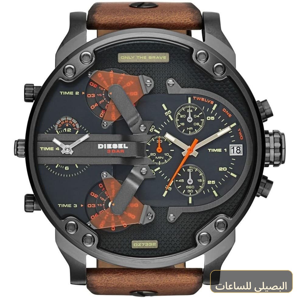 [825f3d2f8904] ساعة ديزل للرجال مستر دادي DZ7332 بسير جلد بني
