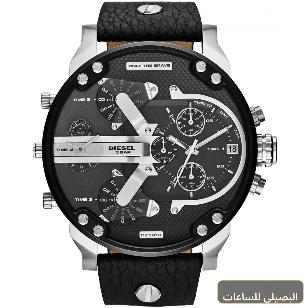 [b6fe7ab74827] ساعة ديزل للرجال مستر دادي DZ7313 بسير جلد أسود