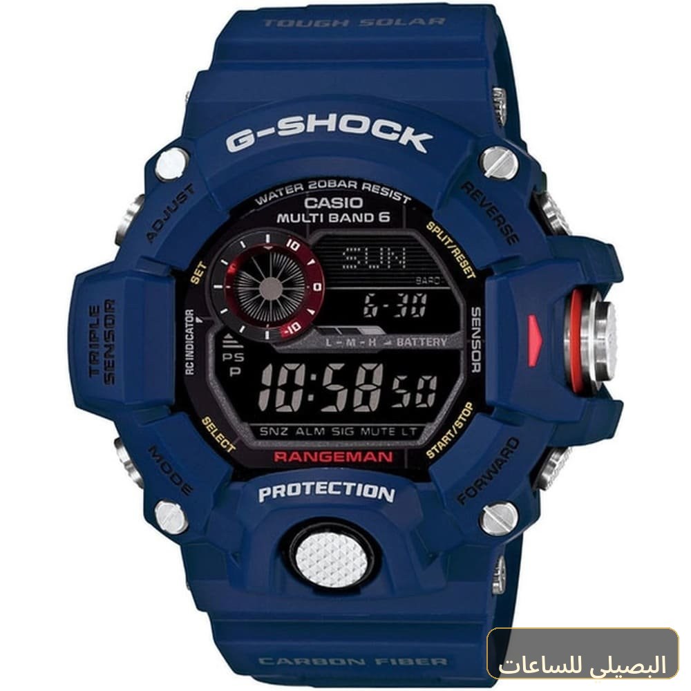 ساعة كاسيو جي شوك للرجال GW-9400NVJ-2JF بسير راتنج أزرق وعرض رقمي