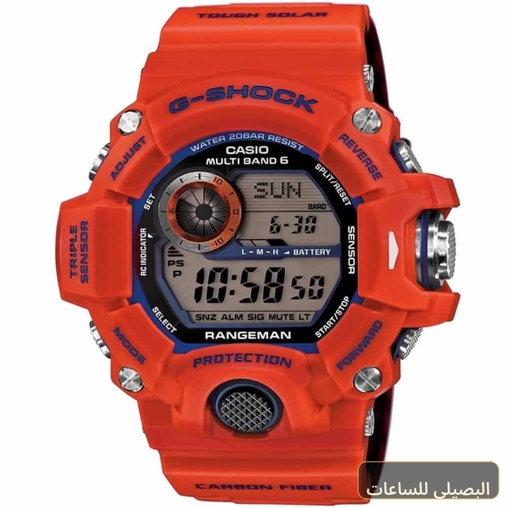 ساعة كاسيو جي شوك للرجال GW-9400FBJ-4JR بلون برتقالي وعرض رقمي