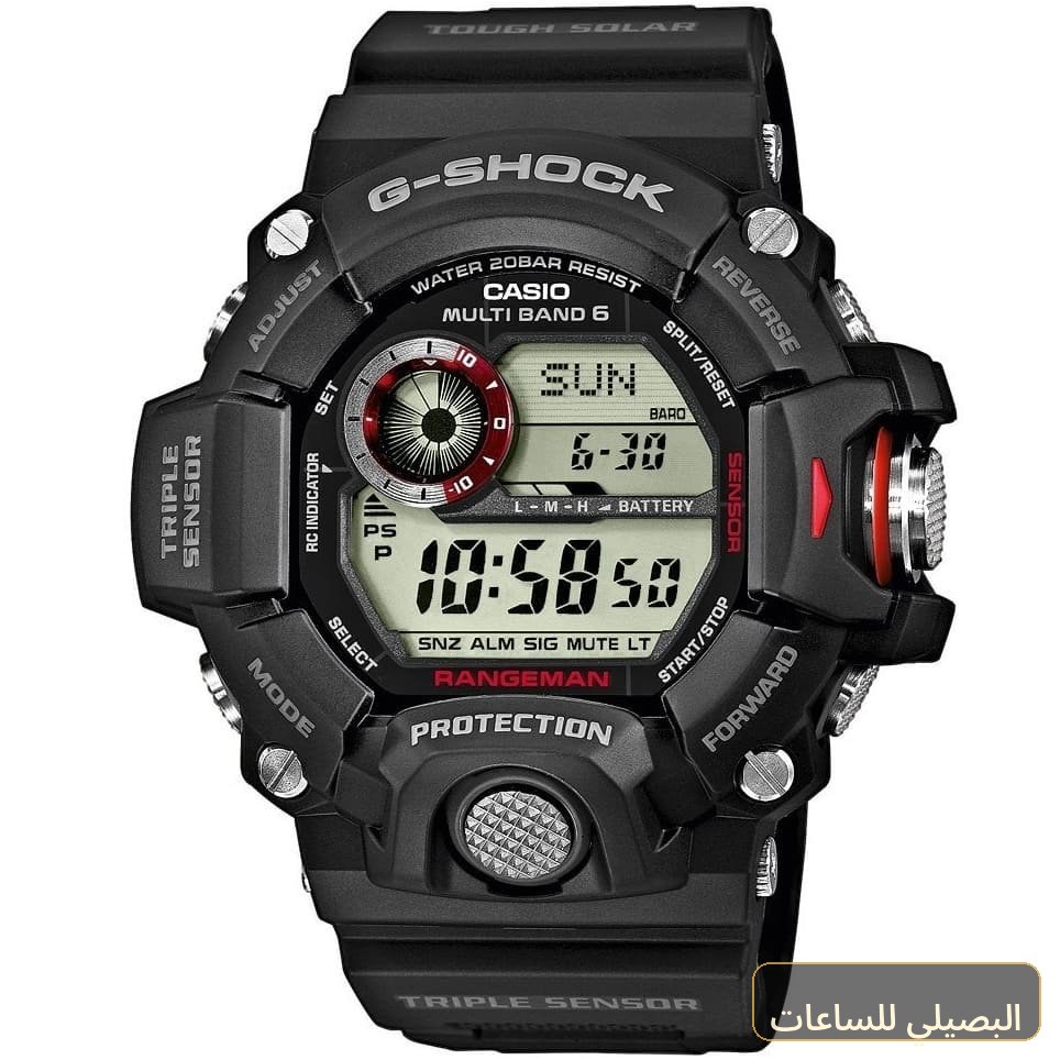 ساعة كاسيو جي شوك للرجال GW-9400-1ER بسير راتنج أسود وعرض رقمي