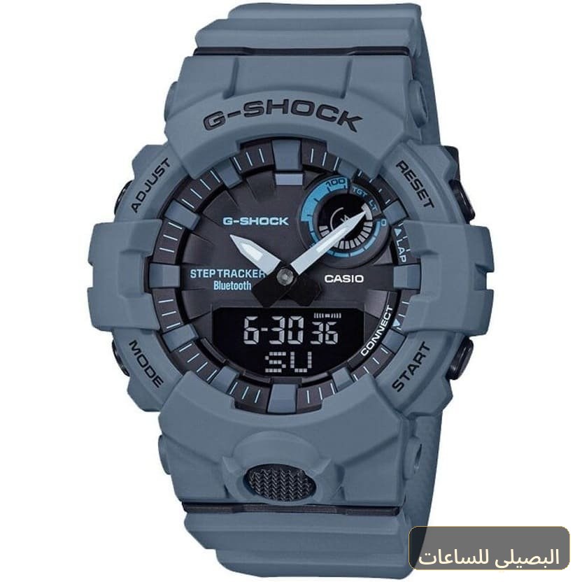 ساعة كاسيو جي شوك للرجال GBA-800UC-2A بمينا رمادي وسير راتنج أزرق