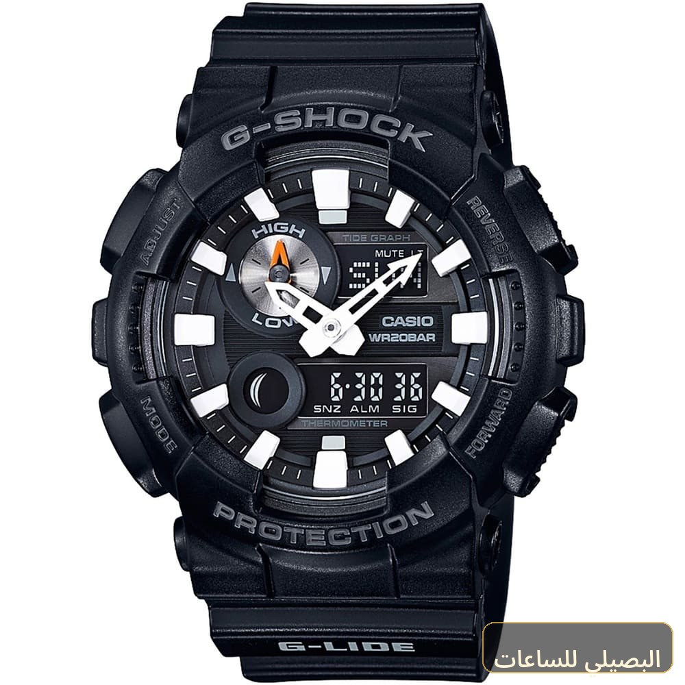 ساعة كاسيو جي شوك للرجال GAX-100B-1A بسير راتنج أسود ونظام عرض نظري ورقمي