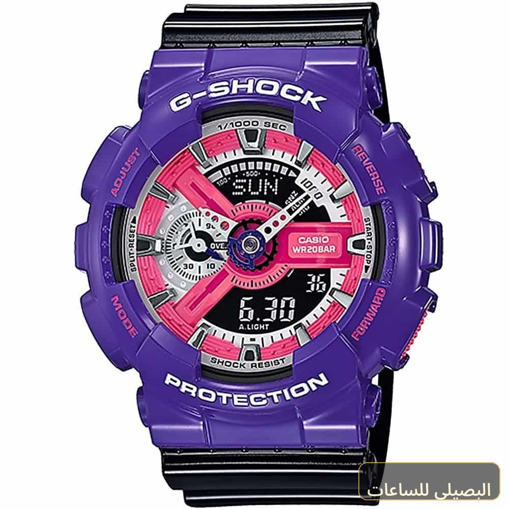 ساعة كاسيو جي شوك للرجال GA-110NC-6A بمينا أحمر وسير راتنج أسود