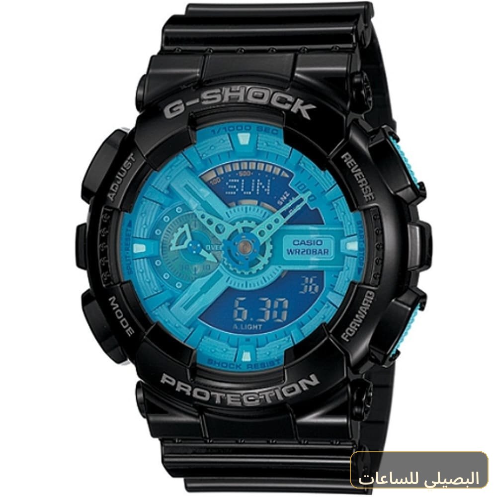[cf1c80d0e1fb] ساعة كاسيو جي شوك للرجال GA-110B-1A2 بمينا أزرق وسير راتنج أسود