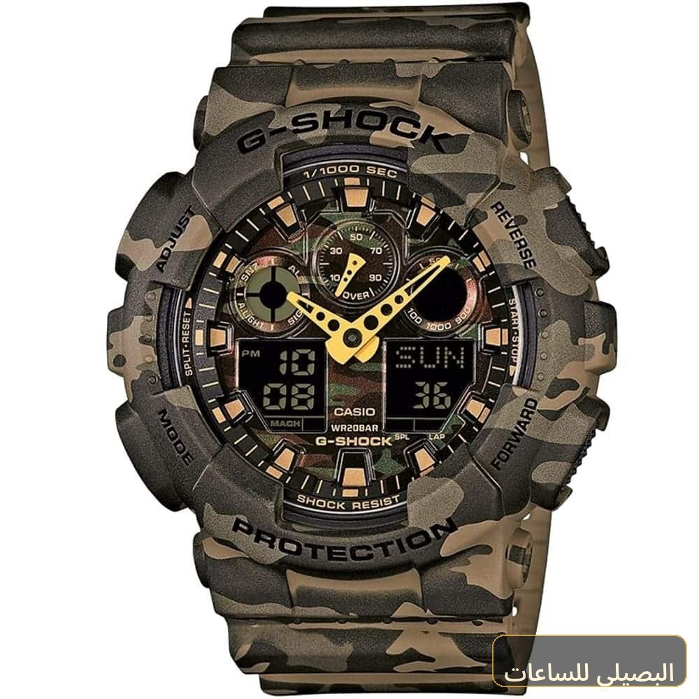 [c8aec81fe204] ساعة كاسيو جي شوك للرجال GA-100CM-5AER بلون بني وسير راتنج ونظام عرض نظري ورقمي