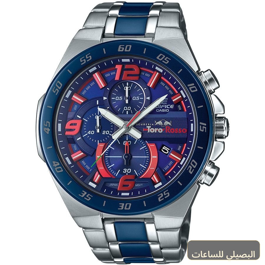 ساعة كاسيو اديفيس للرجال EFR-564TR-2AER ستانلس ستيل فضي وأزرق