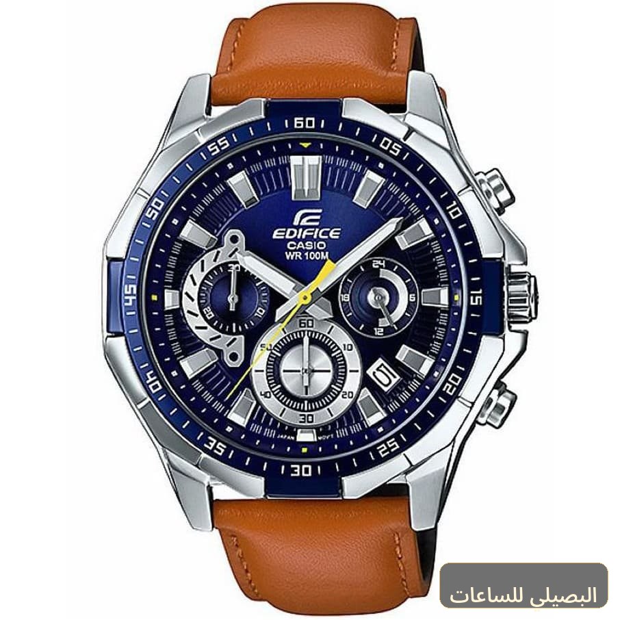[CSIM-10549] ساعة كاسيو اديفيس للرجال EFR-554L-2AV بسير جلد بني ومينا أزرق