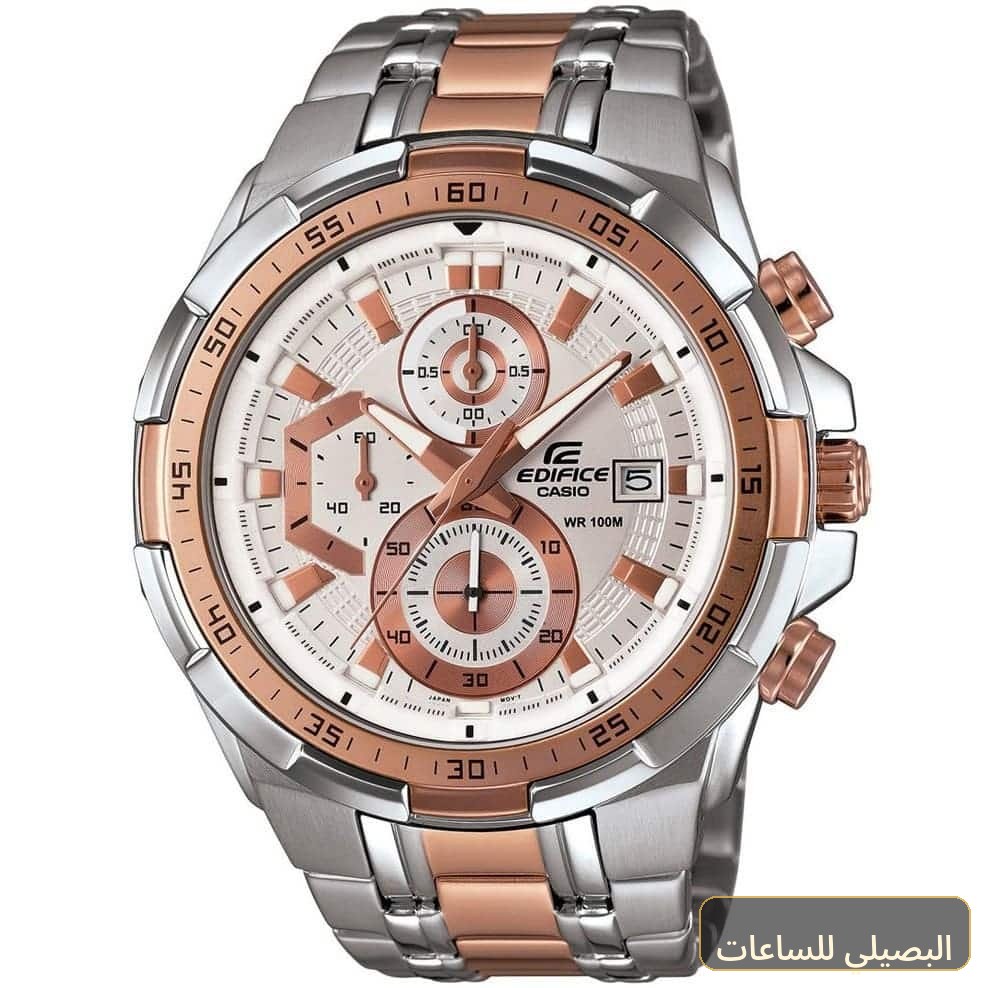 ساعة كاسيو اديفيس للرجال EFR-539SG-7A5V ستانلس ستيل فضي ونحاسي