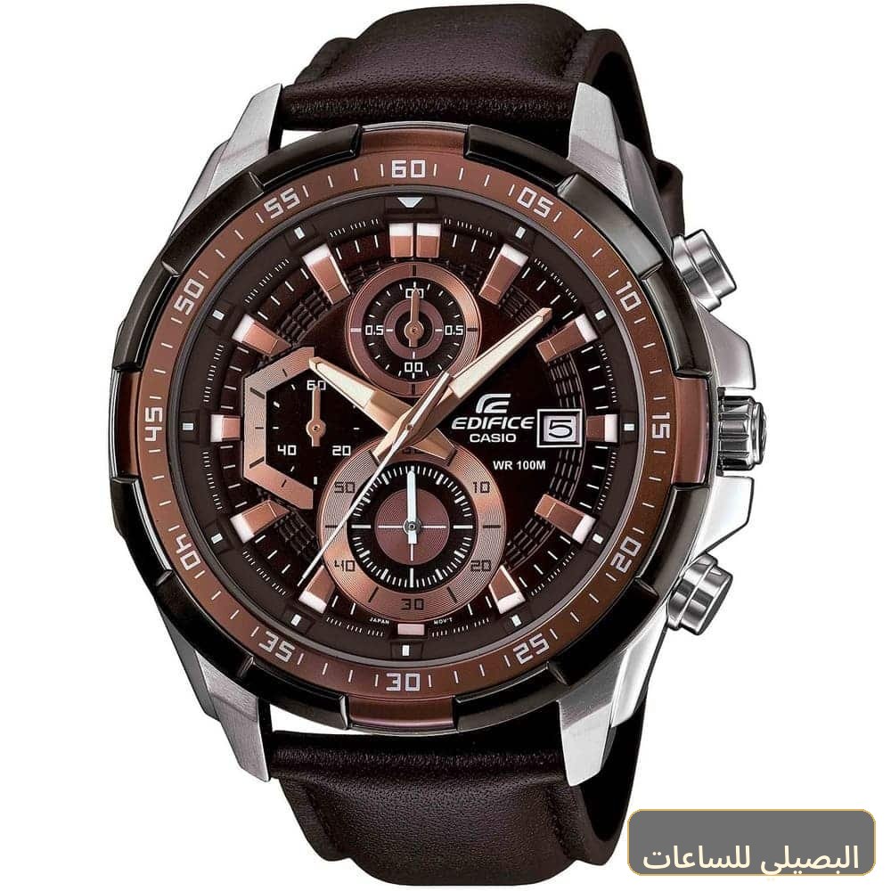 [CSIM-10496] ساعة كاسيو اديفيس للرجال EFR-539L-5AV بسوار جلد بني