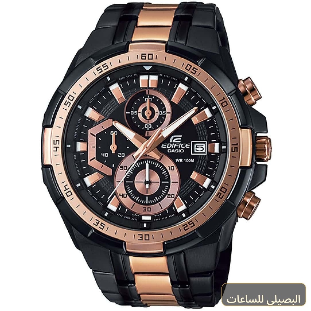 [CSIM-10455] ساعة كاسيو اديفيس للرجال EFR-539BKG-1AV ستانلس ستيل أسود ونحاسي