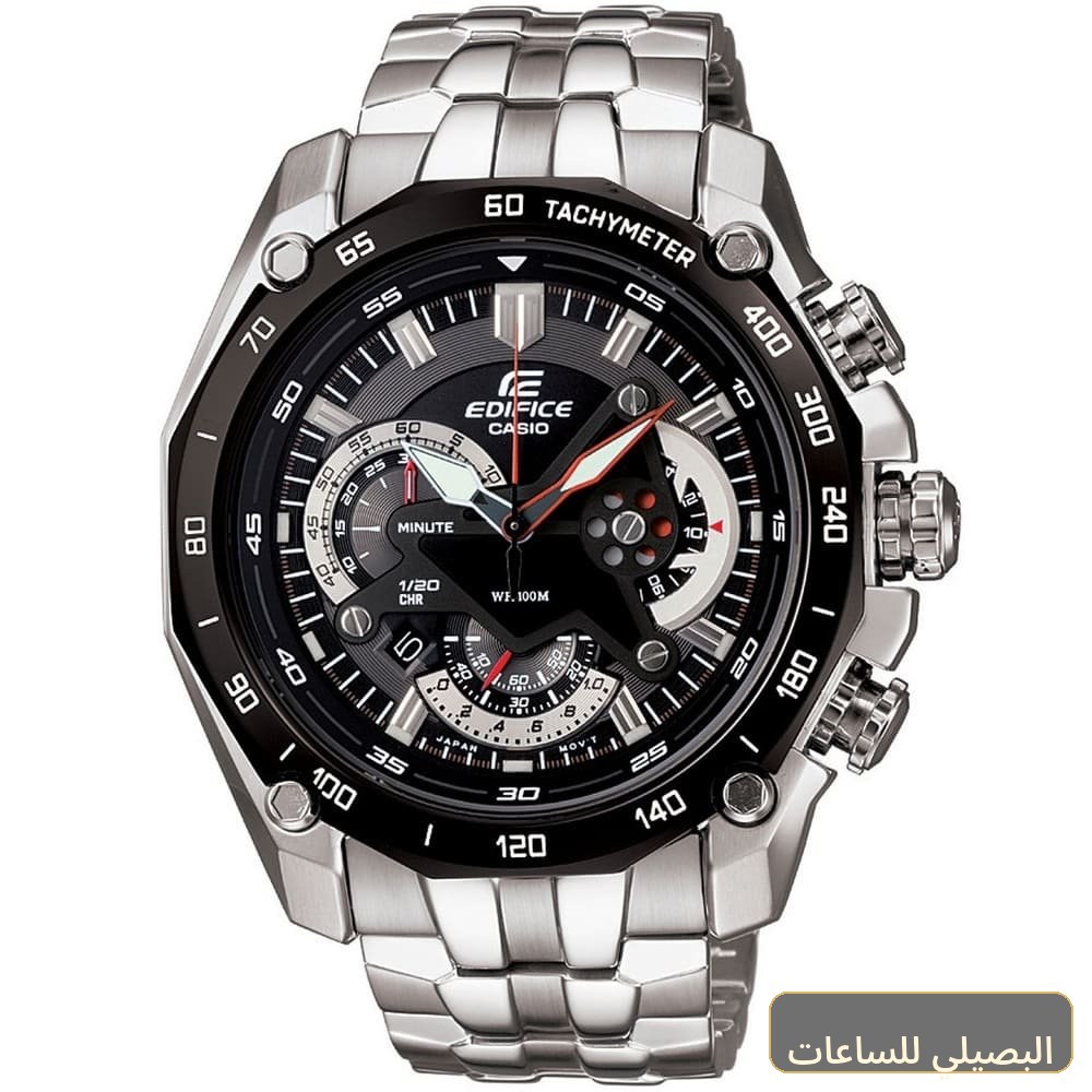 ساعة كاسيو اديفيس للرجال EF-550D-1AV ستانلس ستيل فضي بمينا أسود