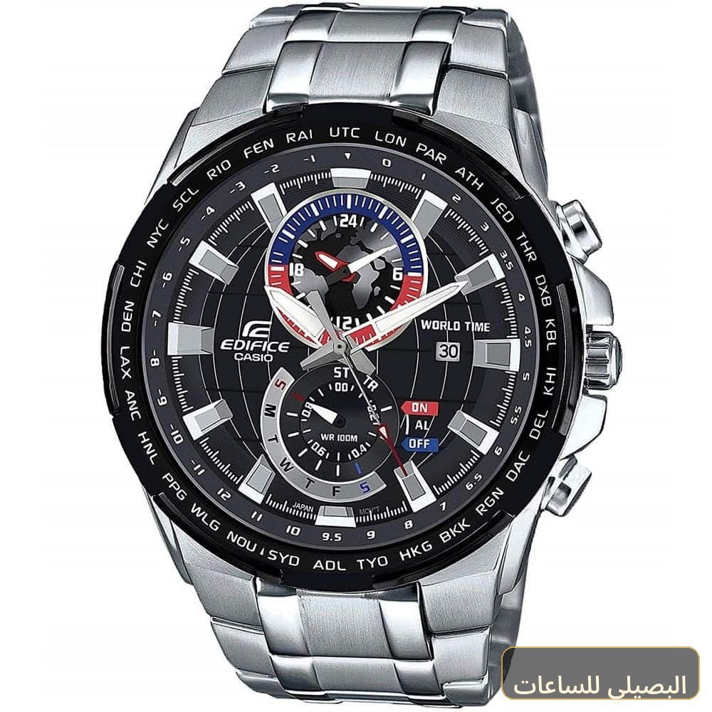 [CSIM-10287] ساعة كاسيو اديفيس للرجال بميناء أسود وسوار فضي معدني