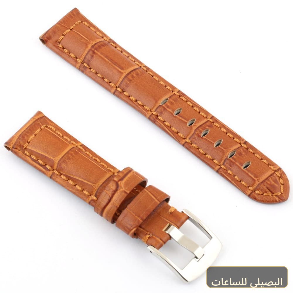 استيك ساعه بلون بنى من الجلد