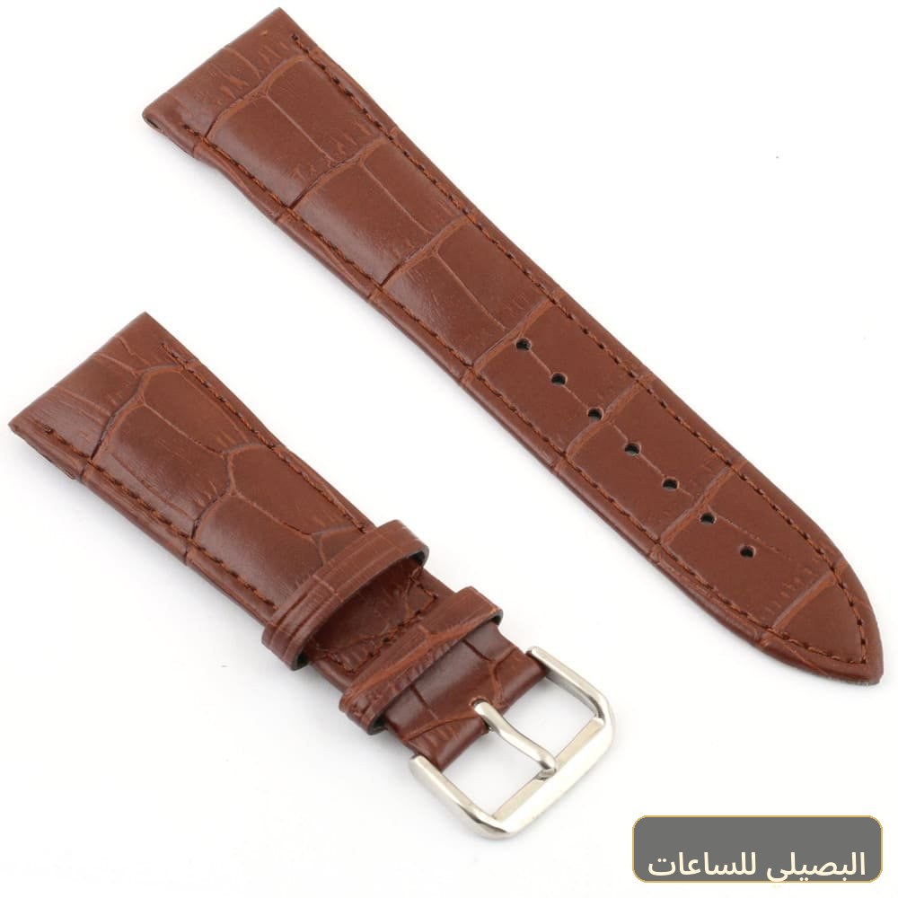 استيك ساعة بلون بنى من الجلد