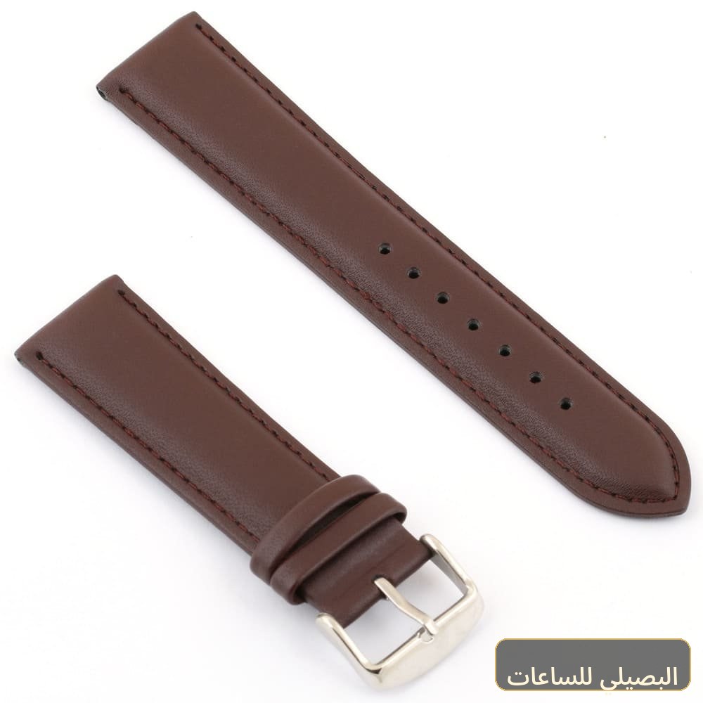 استيك ساعة بلون بنى من الجلد