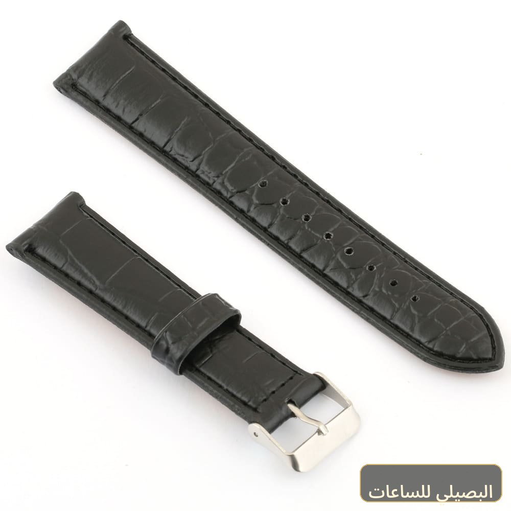 استيك ساعة بلون اسود من الجلد